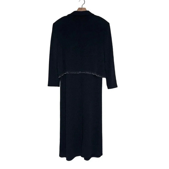 Positive Attitude 1X plussize formal black textured dress + beaded fringe jacket - Picture 4 of 10